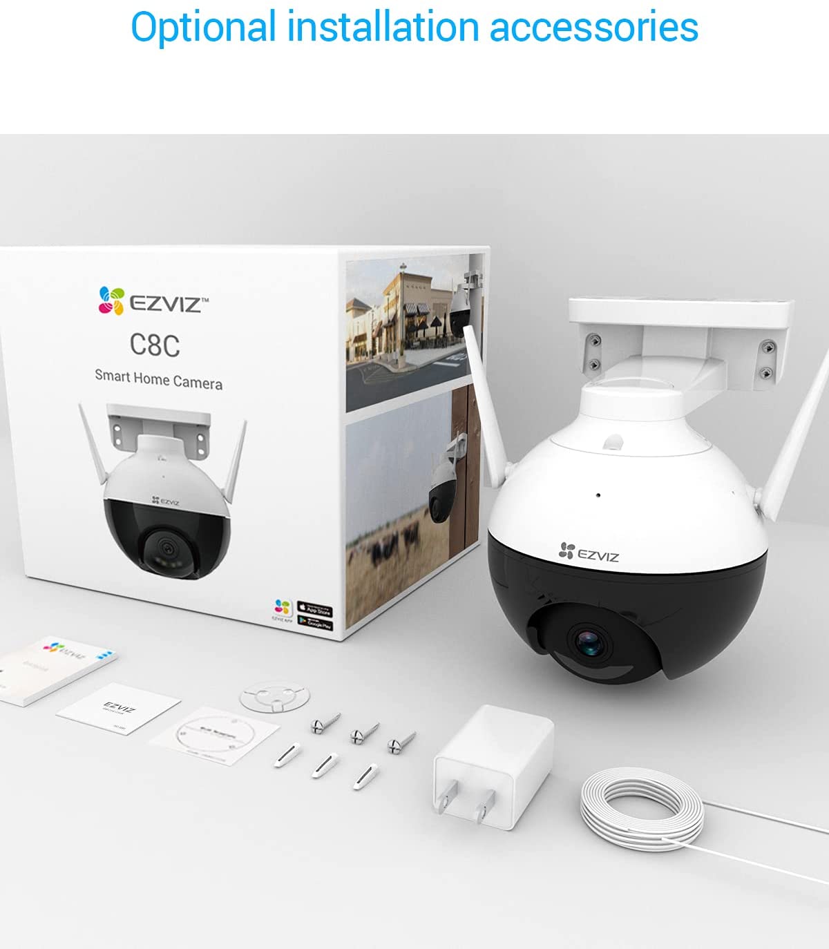 Caméra de surveillance intérieure motorisé sans fil EZVIZ C6n, blanc